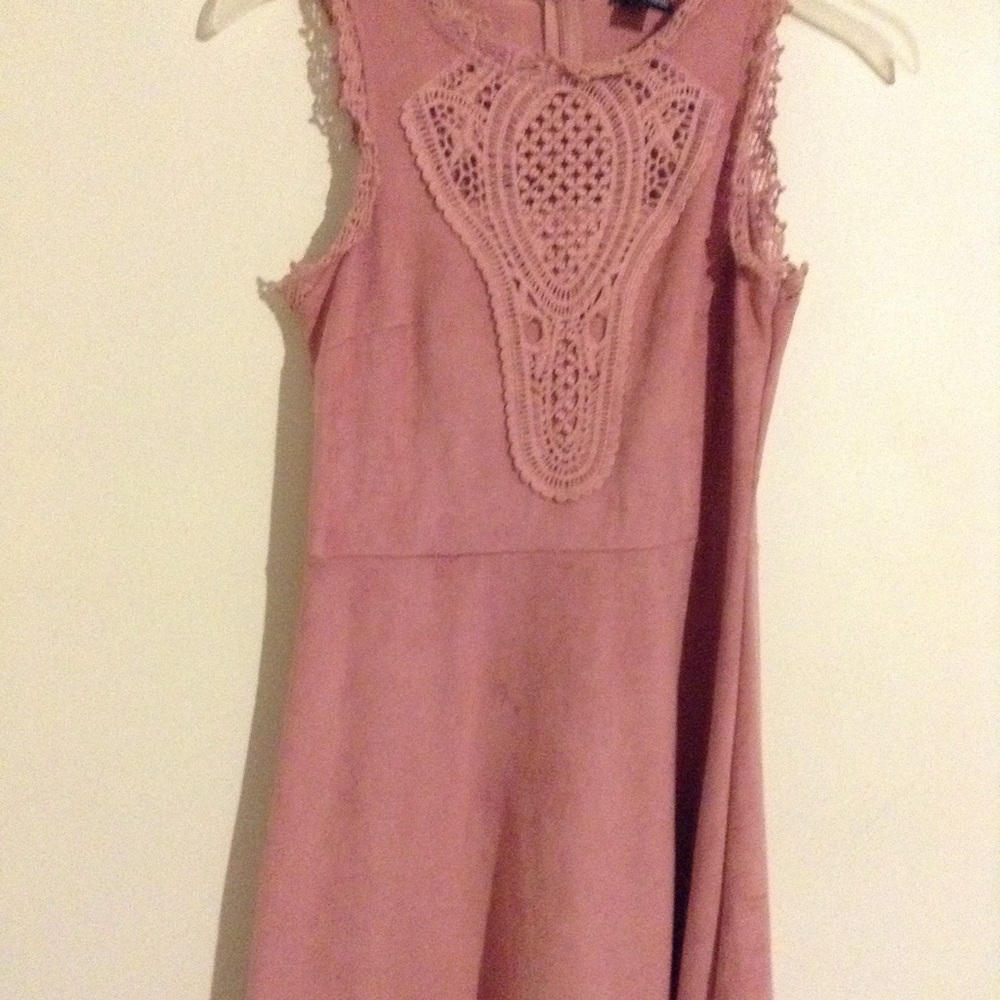 Pink suede material dress